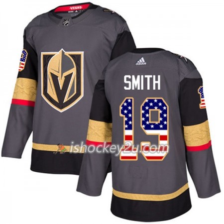 Mænd NHL Vegas Golden Knights Trøje Reilly Smith 19 Adidas 2017-2018 Grå USA Flag Fashion Authentic